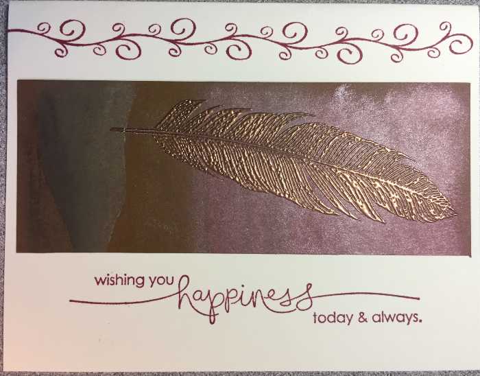 Copper embossed feather card