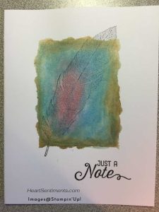 Multi color card with single feather stamp