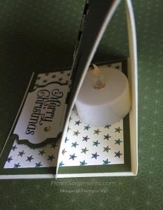 Tree easel luminary card from side view