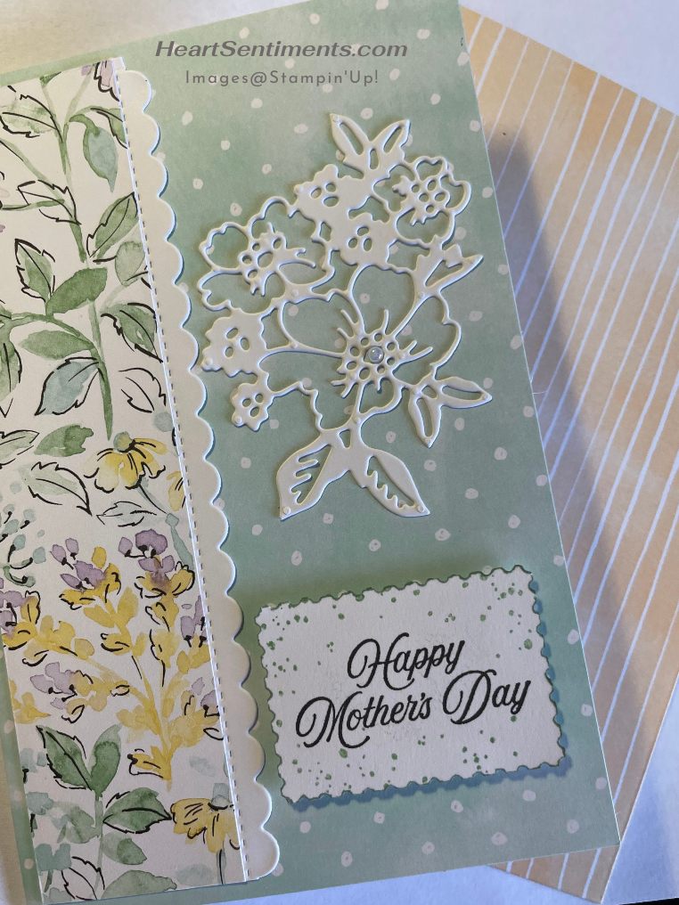 Hand-penned card with die cut floral and Happy Mother's Day message