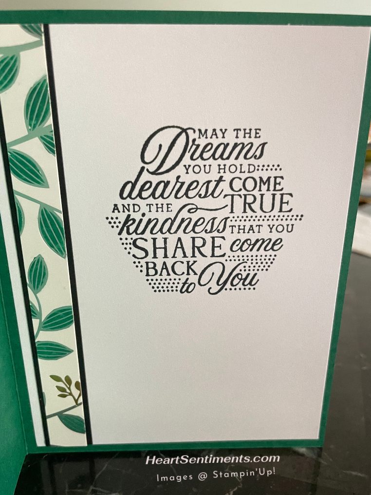 Card inside with "Dreams" message