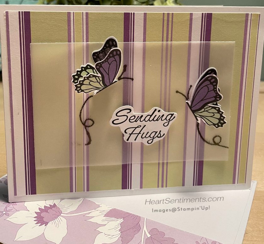Sending hugs card with dimensional butterflies.