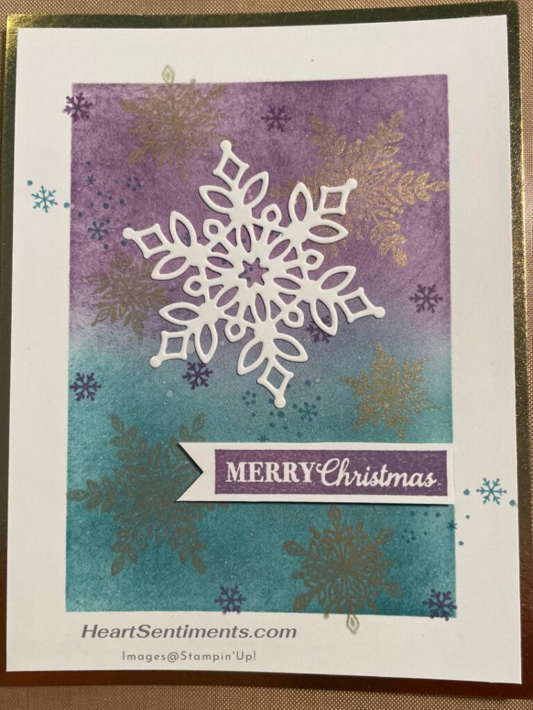 Snowflake Christmas card with Pearl-ex used two ways