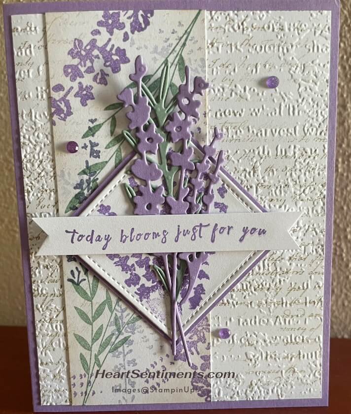 A birthday card using the Painted Lavender bundle, stamp set and dies