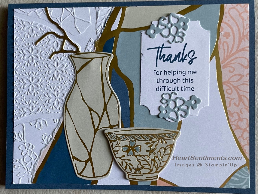 Kintsugi thanks card with vase and cup